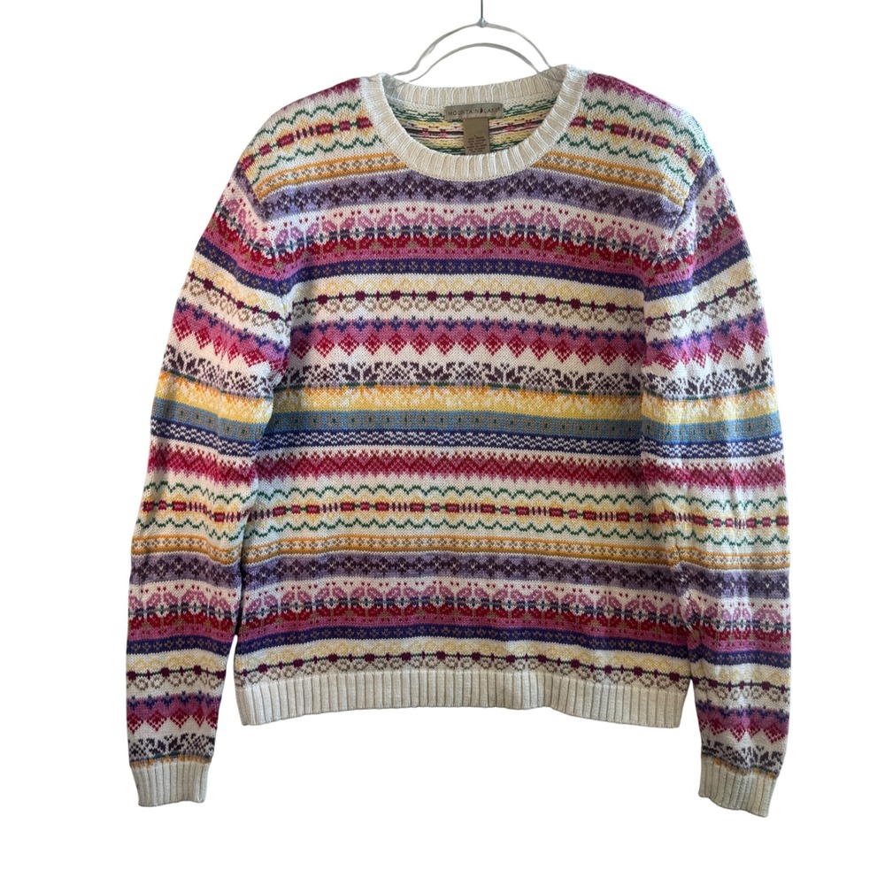 Mountain Lake Fair Isle Sweater Knit L Cottagecore Nordic Grandpa Cozy Boho